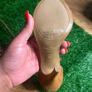 Brown heels w string wrap around over the legs